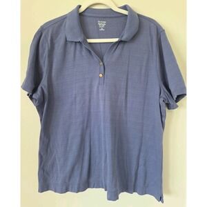 Kim Rogers Perfectly Soft Polo Shirt Cornflower Blue Women's Size XL